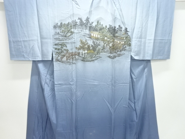 アンティーク　屋敷風景模様単衣男物長襦袢